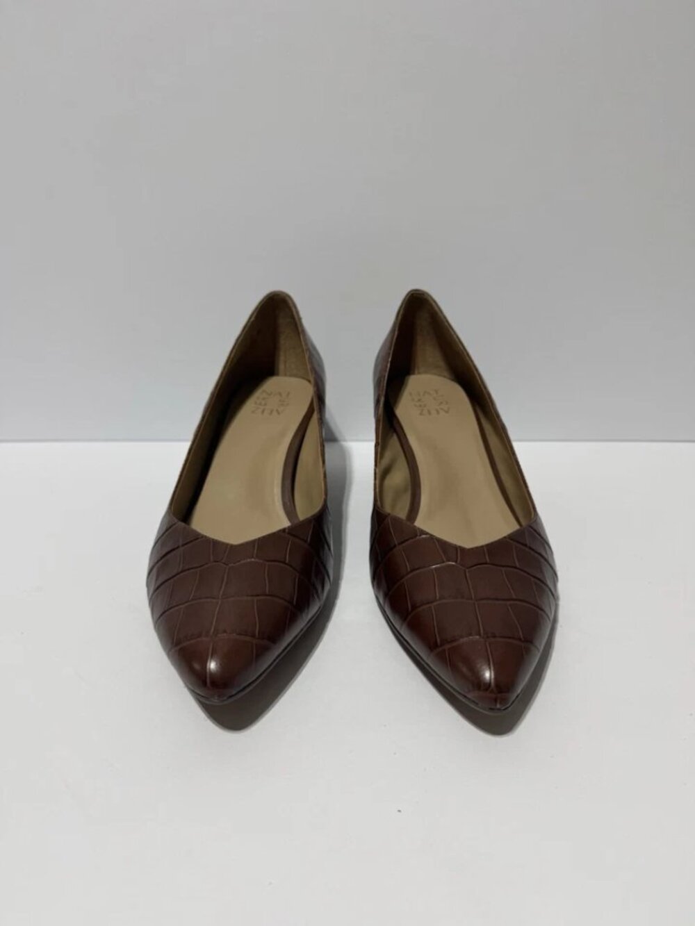 Naturalizer Womens Mali Pump Heels Brown Croc Size 12W - Picture 3 of 6
